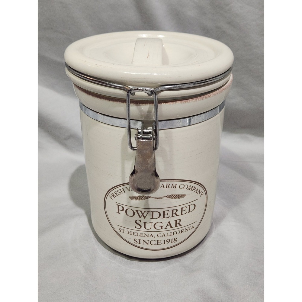 Chefs Fresh Valley‎ Farm Powdered Sugar Canister Stoneware Locking Lid St Helena